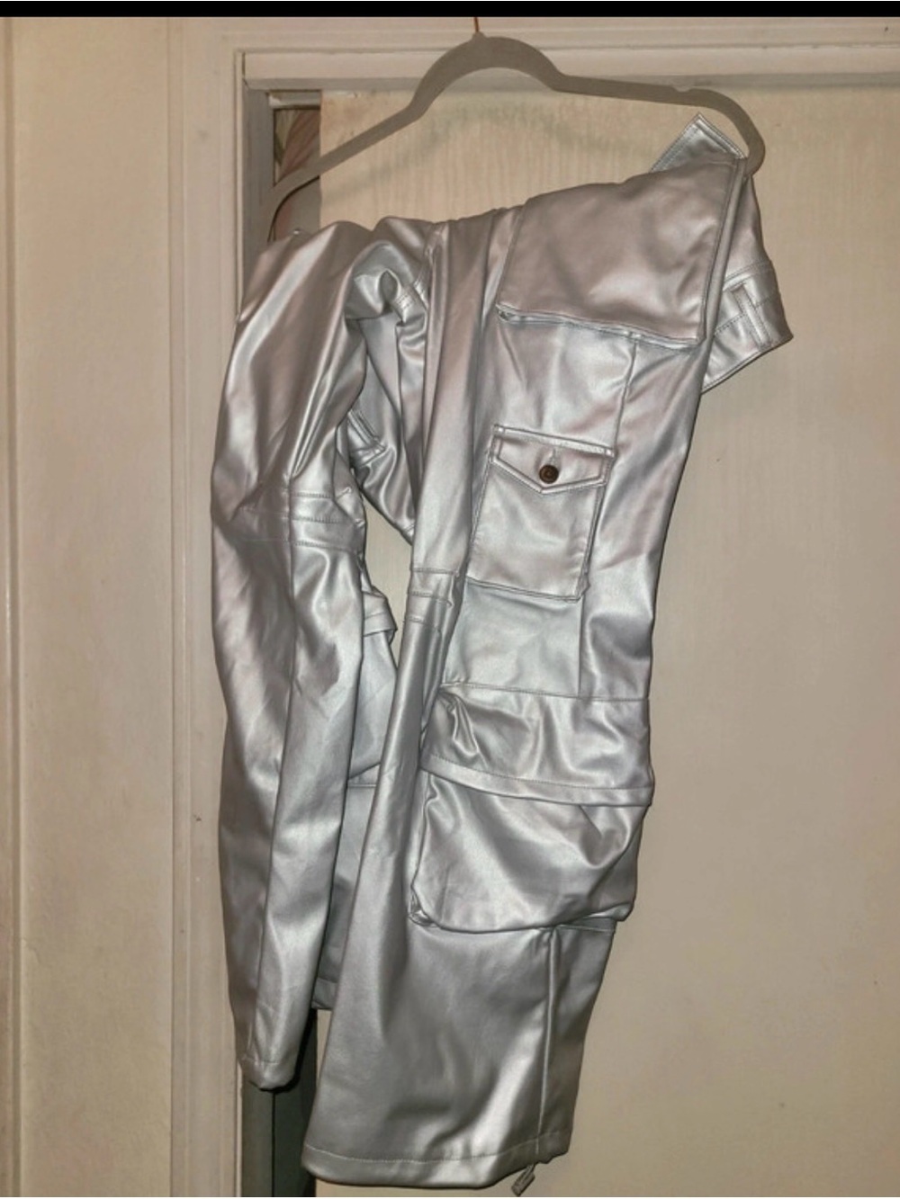 Fashion Nova Metallic Silver Wide Leg Pants